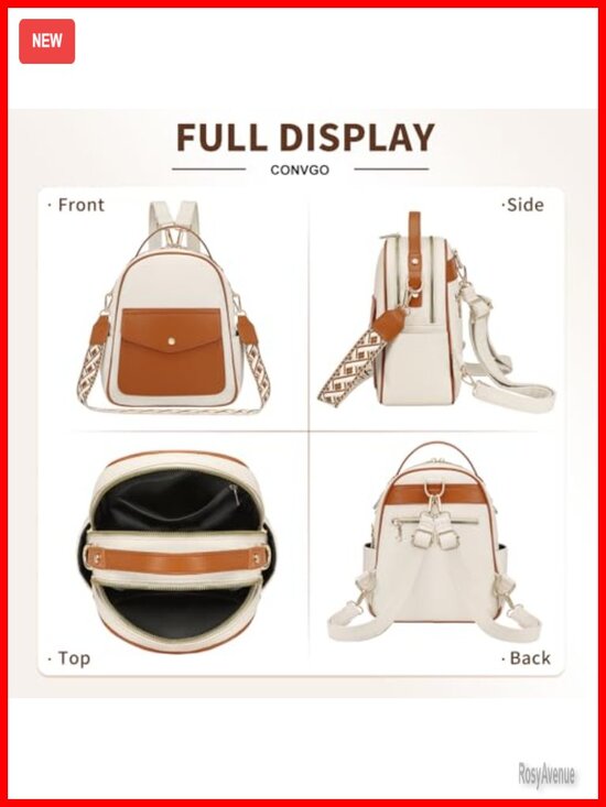 PU Leather Mini Backpack Convertible Shoulder Bag with Replaceable Straps main image 4